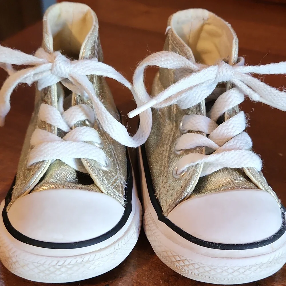 Converse Gold Shimmering Toddler High-Tops Size 3